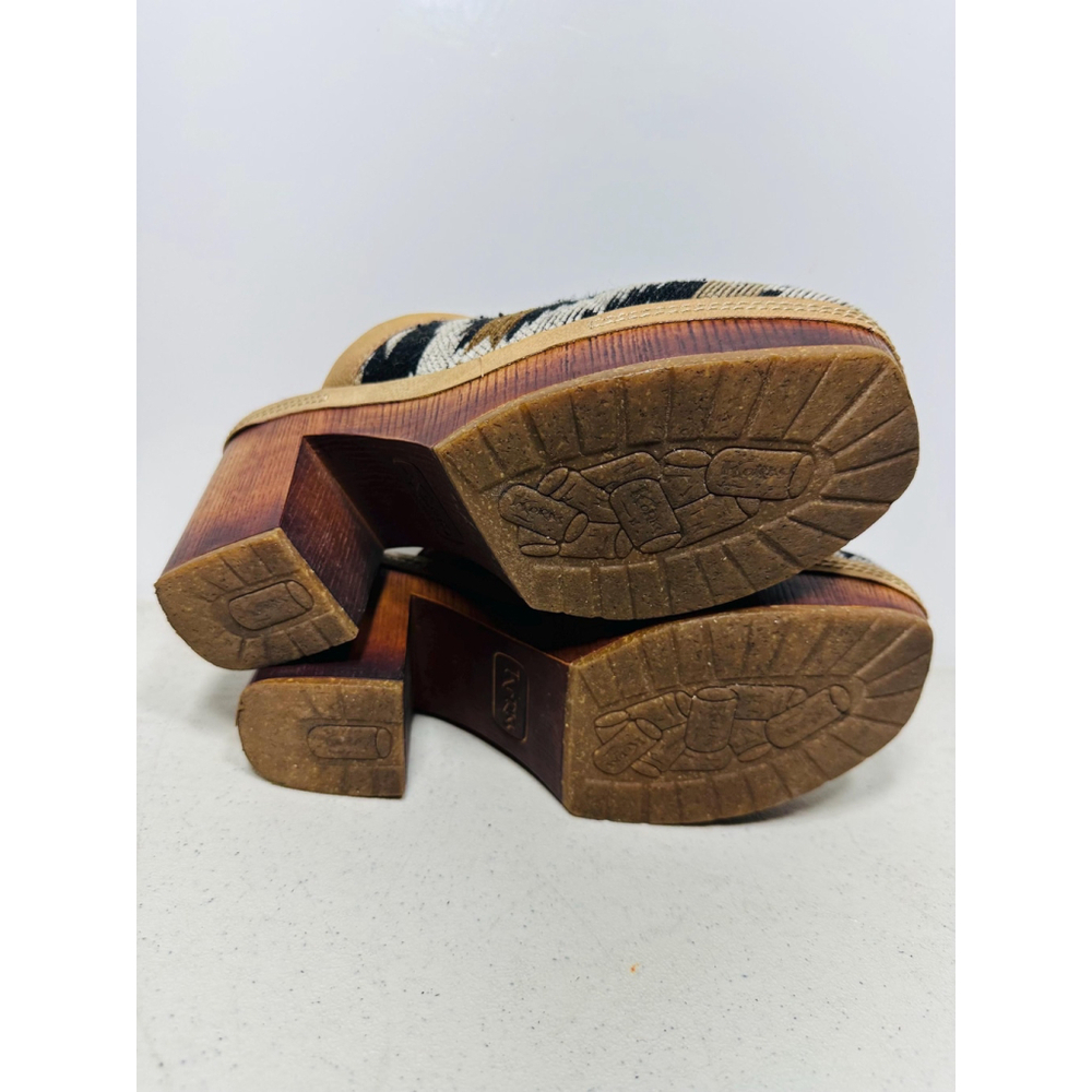 Korks Lori Platform Block Heel Clogs Sz 7 Navy/Br… - image 7